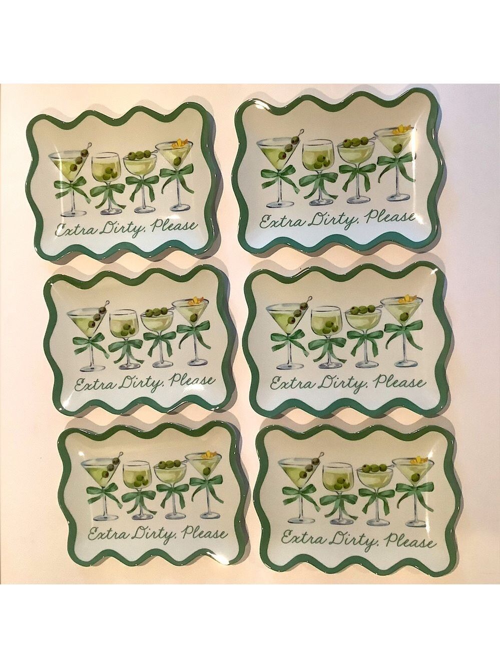 Rachel Zoe Martini Extra Dirty Melamine Appetizer Plates New